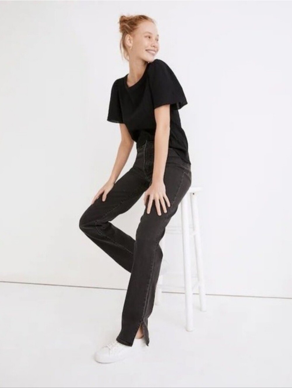 $138 Madewell Women’s The Perfect Vintage Straight Split Hem Jeans Faded Black